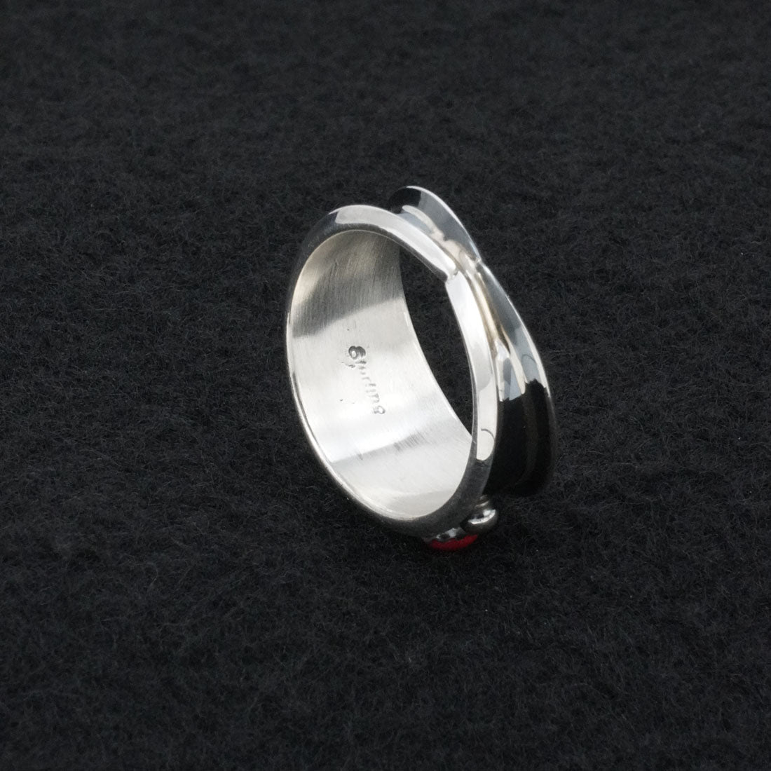 Paul Largo Turquoise, Coral & Sterling Silver Ring Size 11