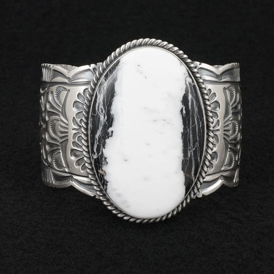 Mark Yazzie White Buffalo & Sterling Silver Bracelet