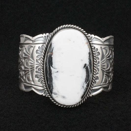 Mark Yazzie White Buffalo & Sterling Silver Bracelet