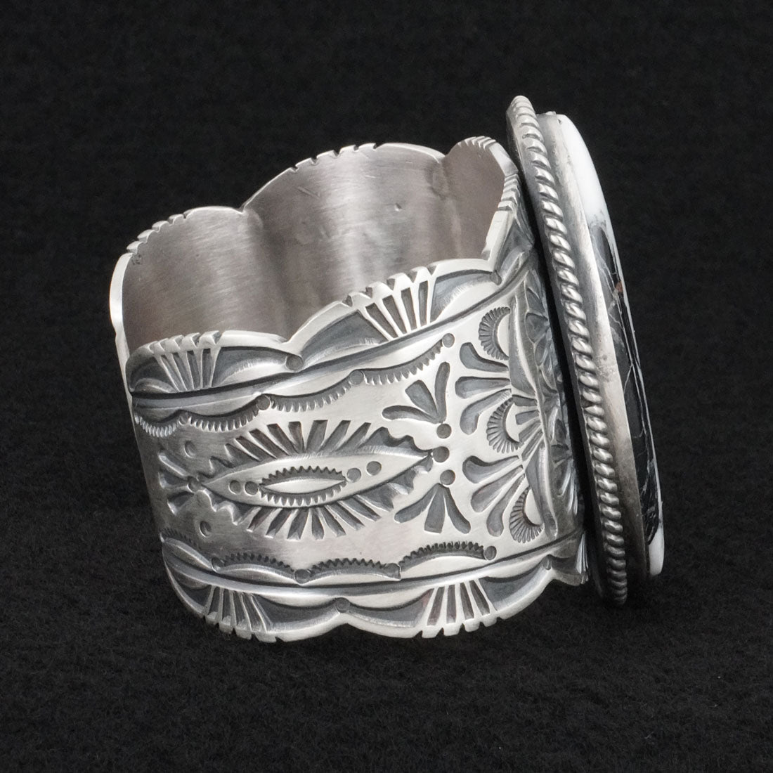 Mark Yazzie White Buffalo & Sterling Silver Bracelet
