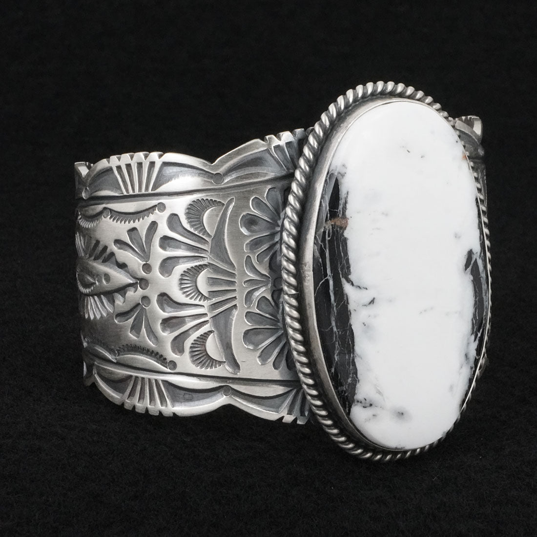 Mark Yazzie White Buffalo & Sterling Silver Bracelet