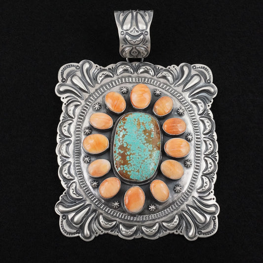 Randy Boyd Spiny Oyster, Turquoise & Sterling Silver Pendant