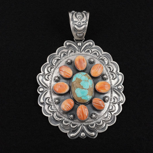 Randy Boyd Spiny Oyster, Turquoise & Sterling Silver Pendant