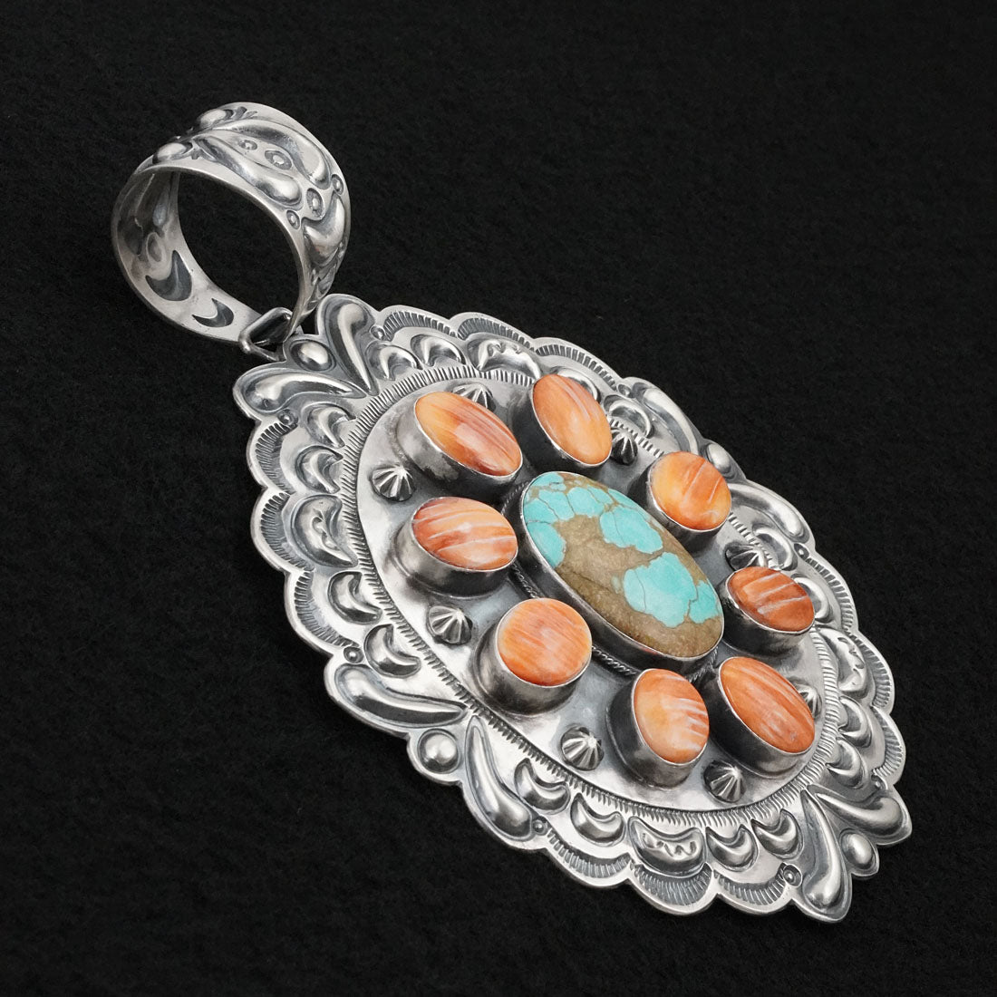 Randy Boyd Spiny Oyster, Turquoise & Sterling Silver Pendant