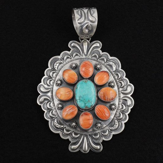 Randy Boyd Spiny Oyster, Turquoise & Sterling Silver Pendant
