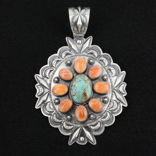 Randy Boyd Spiny Oyster, Turquoise & Sterling Silver Pendant