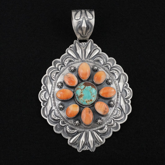 Randy Boyd Spiny Oyster, Turquoise & Sterling Silver Pendant