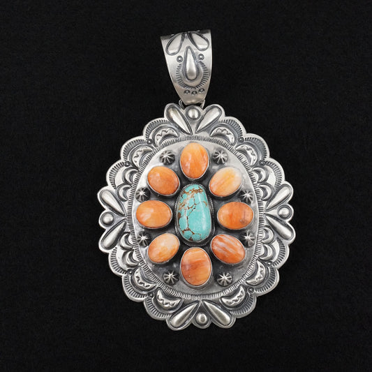 Randy Boyd Spiny Oyster, Turquoise & Sterling Silver Pendant