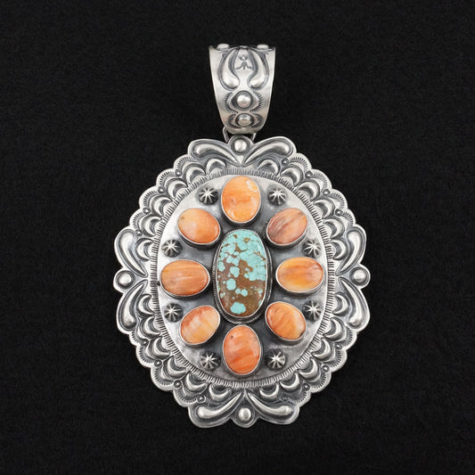 Randy Boyd Spiny Oyster, Turquoise & Sterling Silver Pendant