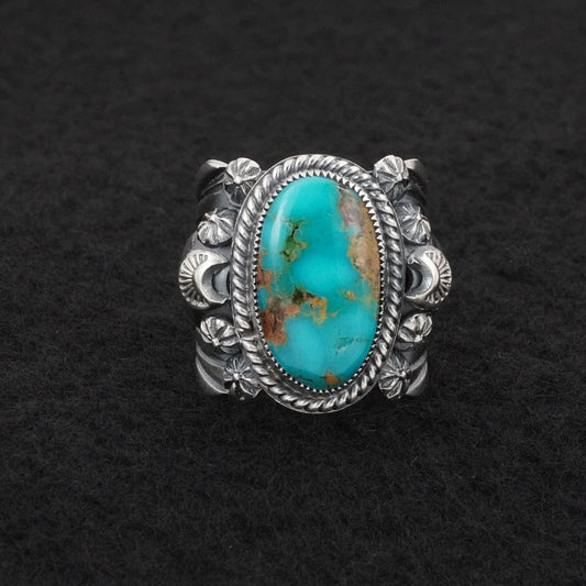 Delbert Gordon Turquoise & Sterling Silver Ring Size 8