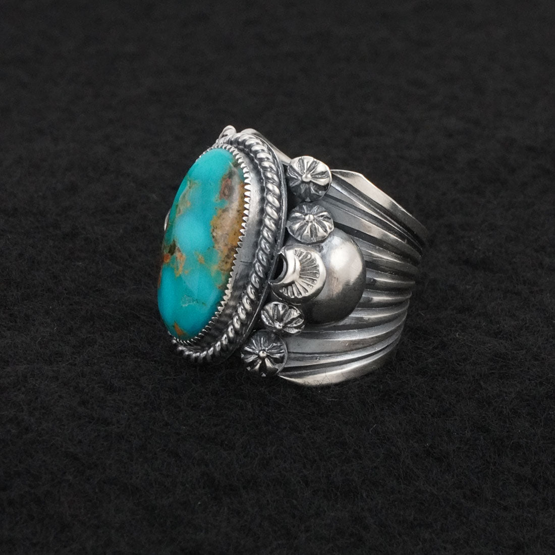 Delbert Gordon Turquoise & Sterling Silver Ring Size 8