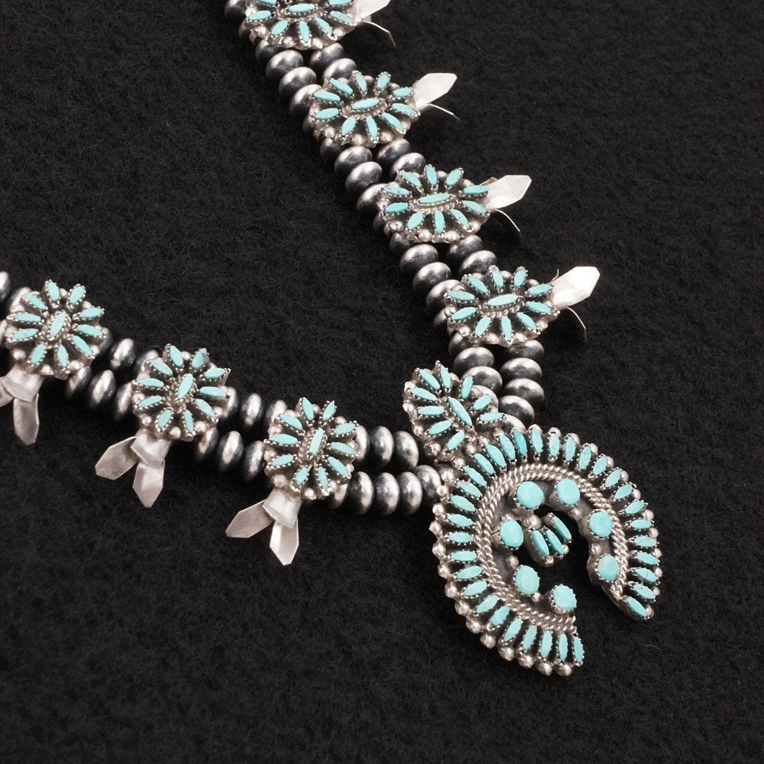 Lorena Peina Turquoise & Sterling Silver Mini Squash Blossom Set