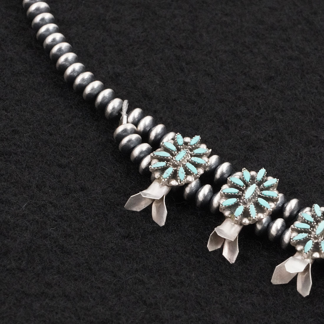 Lorena Peina Turquoise & Sterling Silver Mini Squash Blossom Set