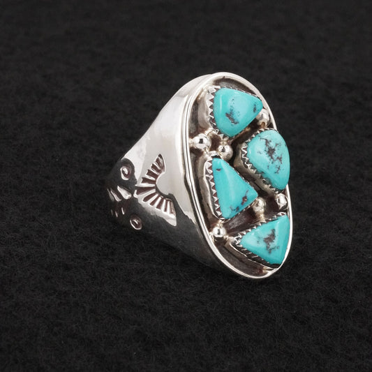 Anthony Brown Turquoise & Sterling Silver Ring Size 10.5