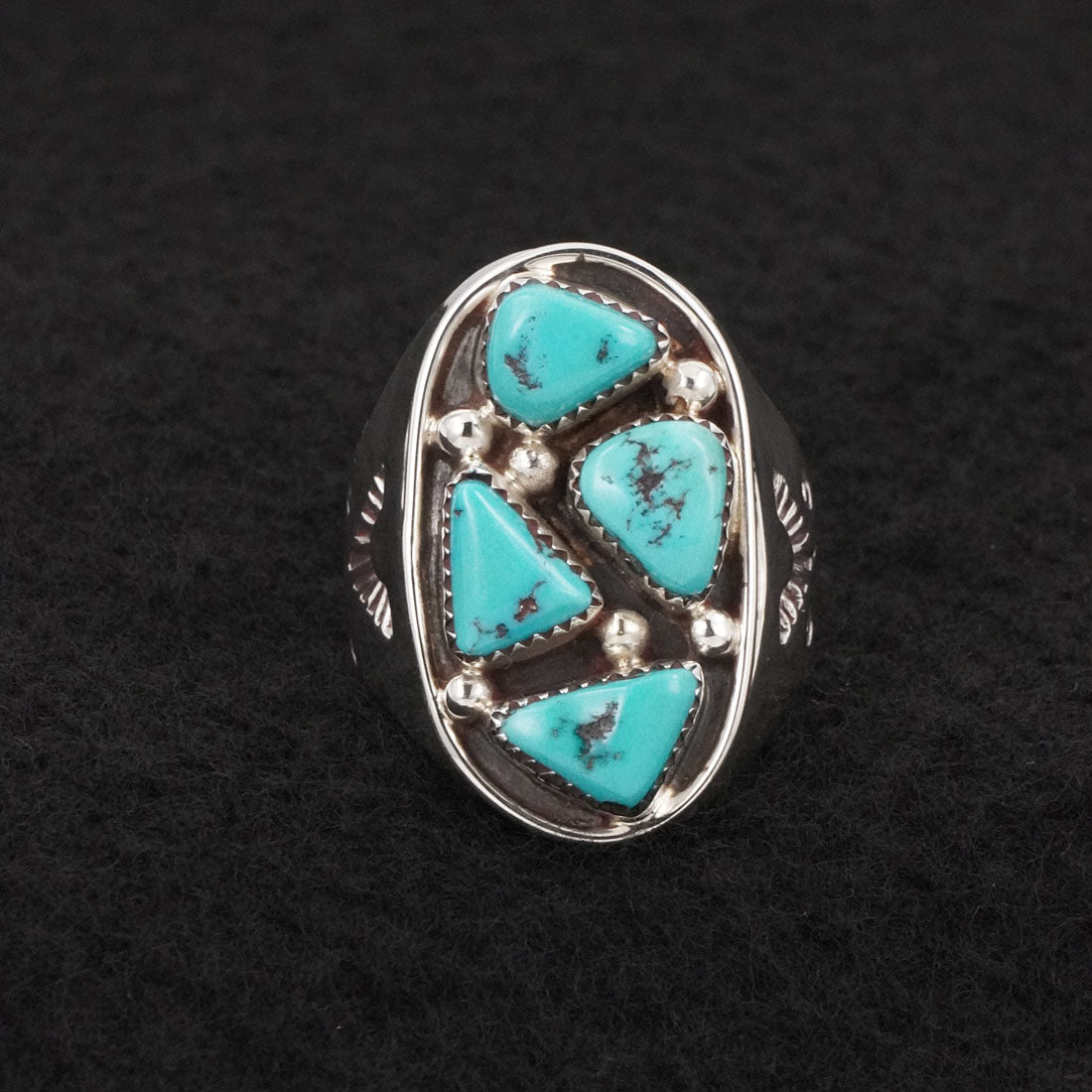 Anthony Brown Turquoise & Sterling Silver Ring Size 10.5