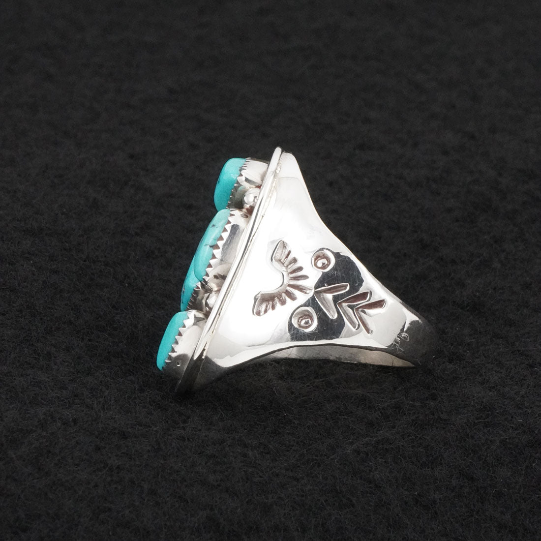 Anthony Brown Turquoise & Sterling Silver Ring Size 10.5