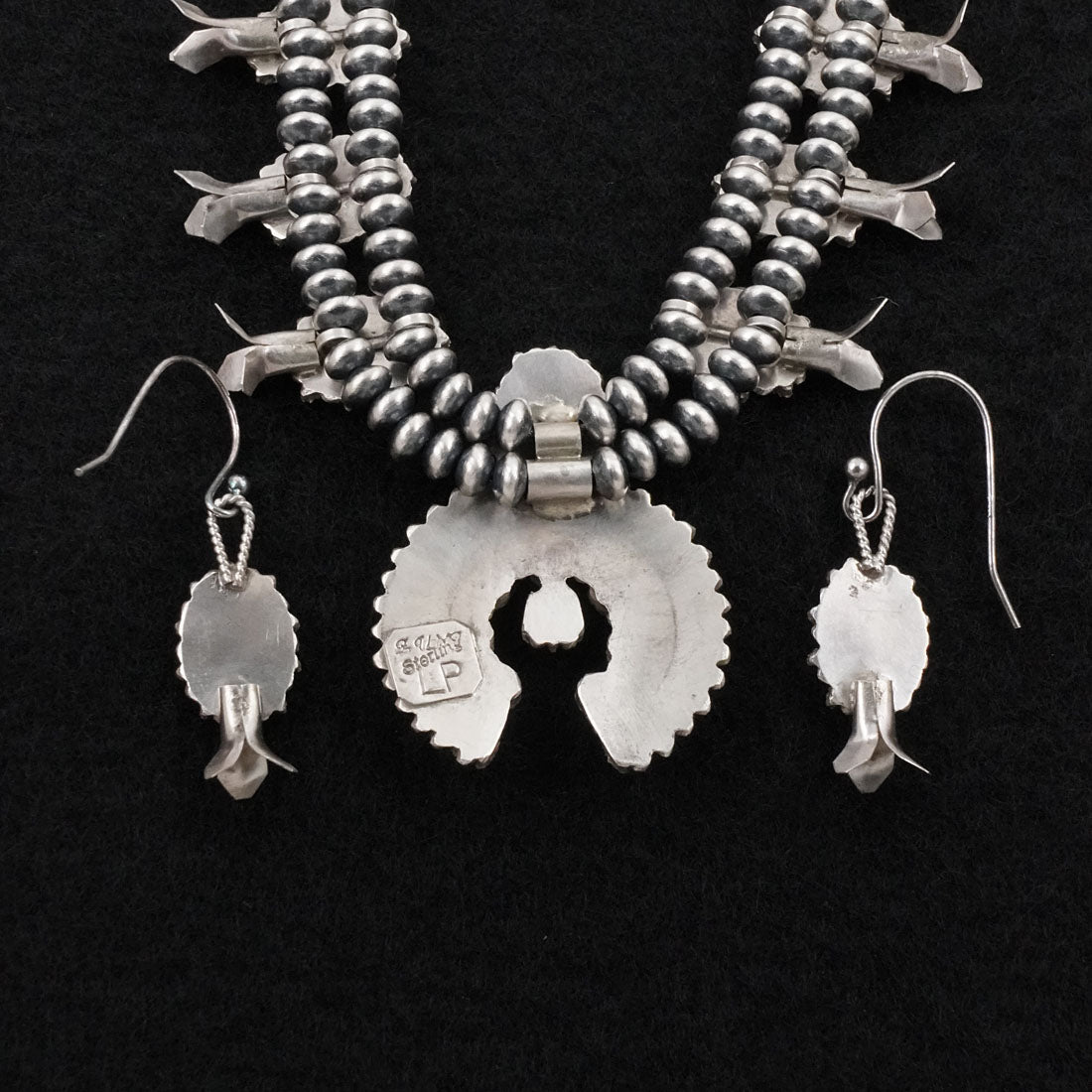 Lorena Peina Turquoise & Sterling Silver Mini Squash Blossom Set