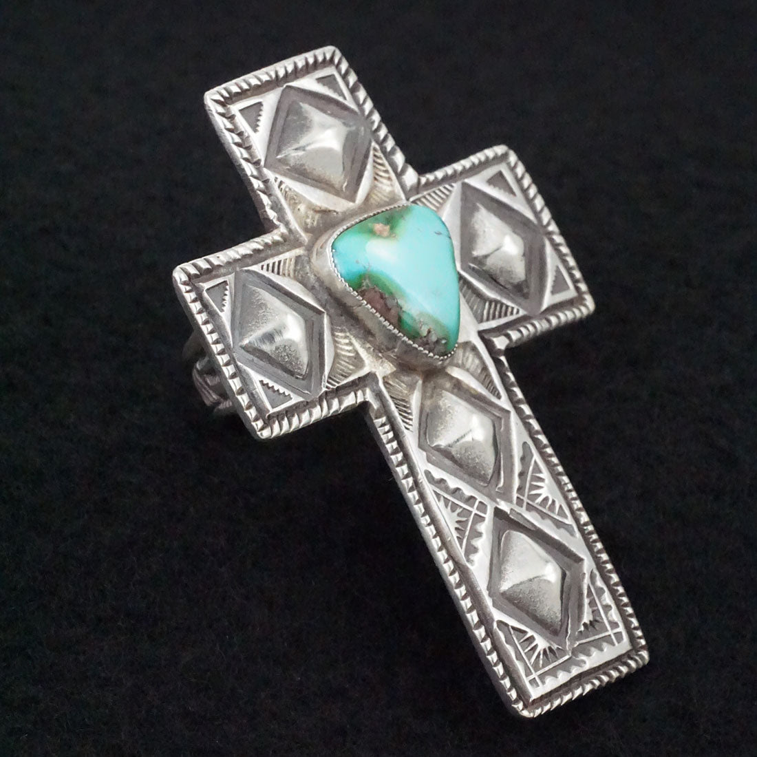 Calvin Martinez Turquoise & Sterling Silver Ring Size 8