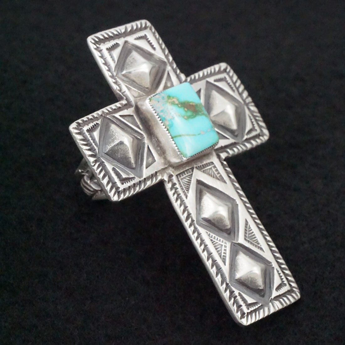 Calvin Martinez Turquoise & Sterling Silver Ring Size 8