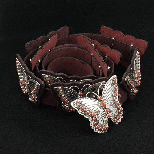 Lee Charley Coral & Sterling Silver Belt
