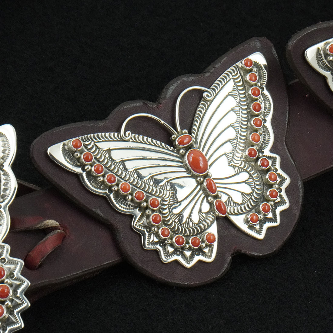 Lee Charley Coral & Sterling Silver Belt
