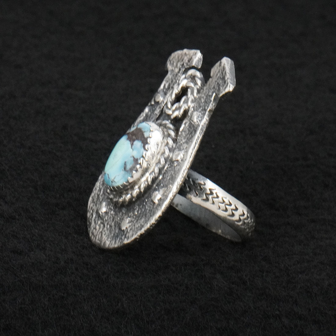 Delbert Arviso Turquoise & Sterling Silver Ring Size 8