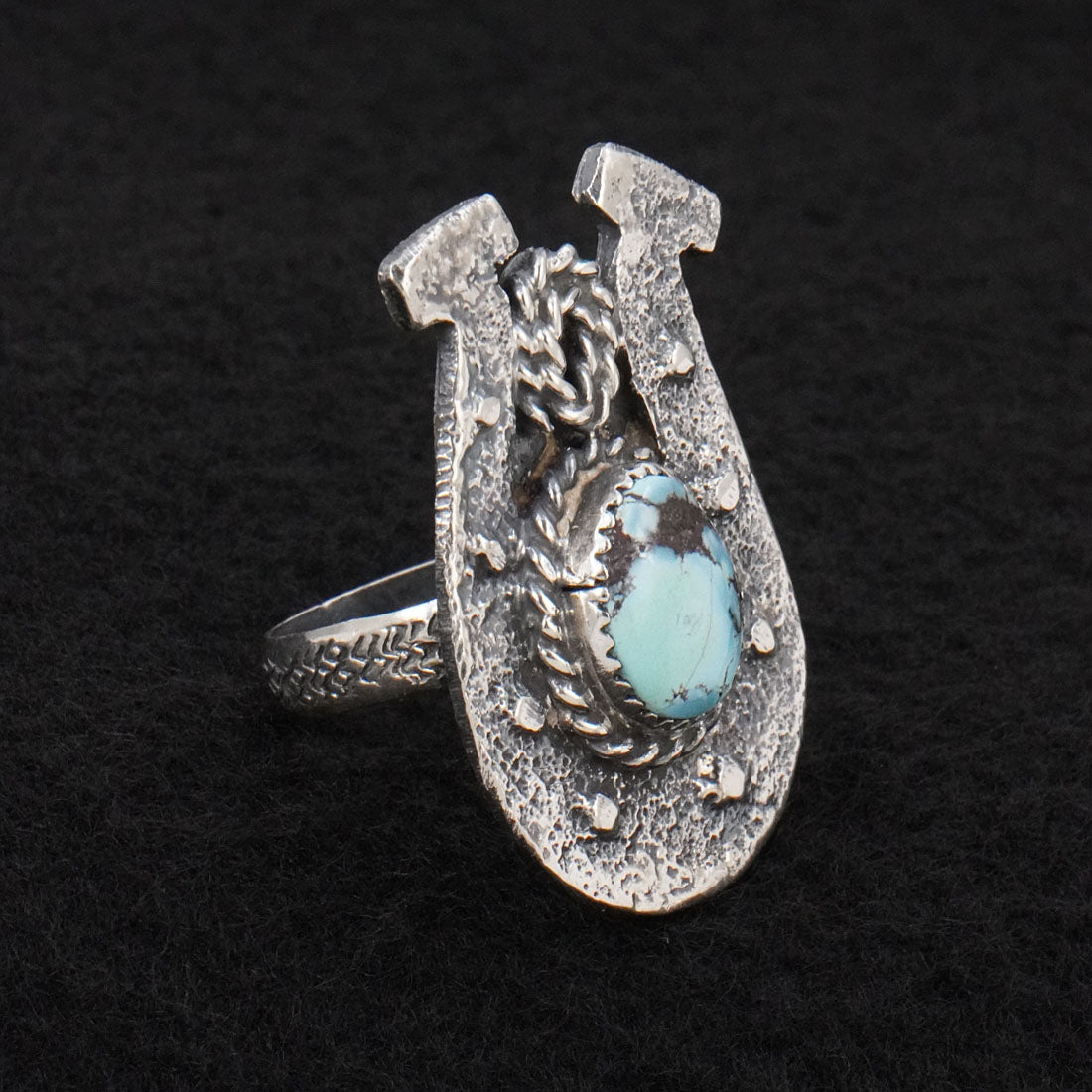 Delbert Arviso Turquoise & Sterling Silver Ring Size 8