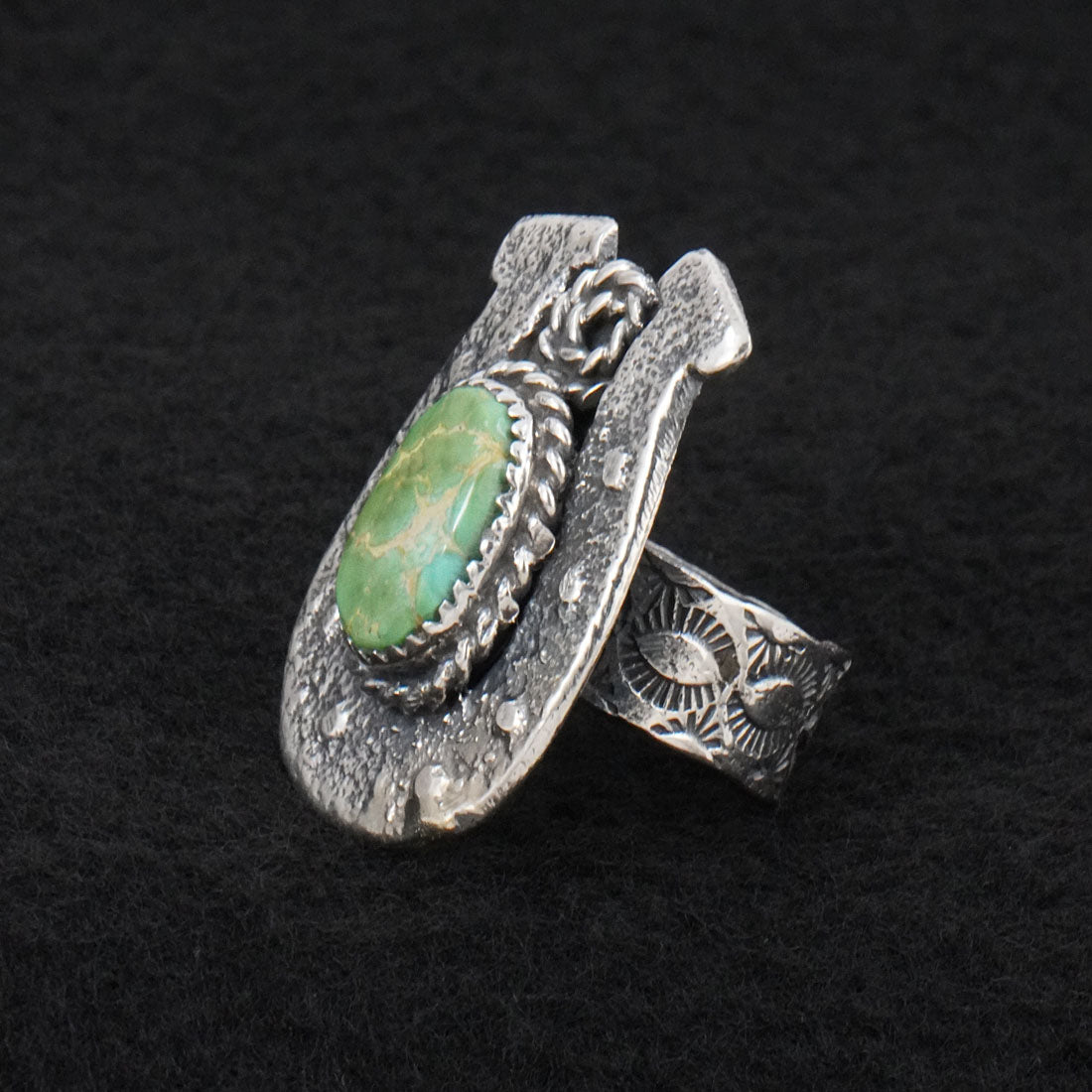 Delbert Arviso Turquoise & Sterling Silver Ring Size 8.5