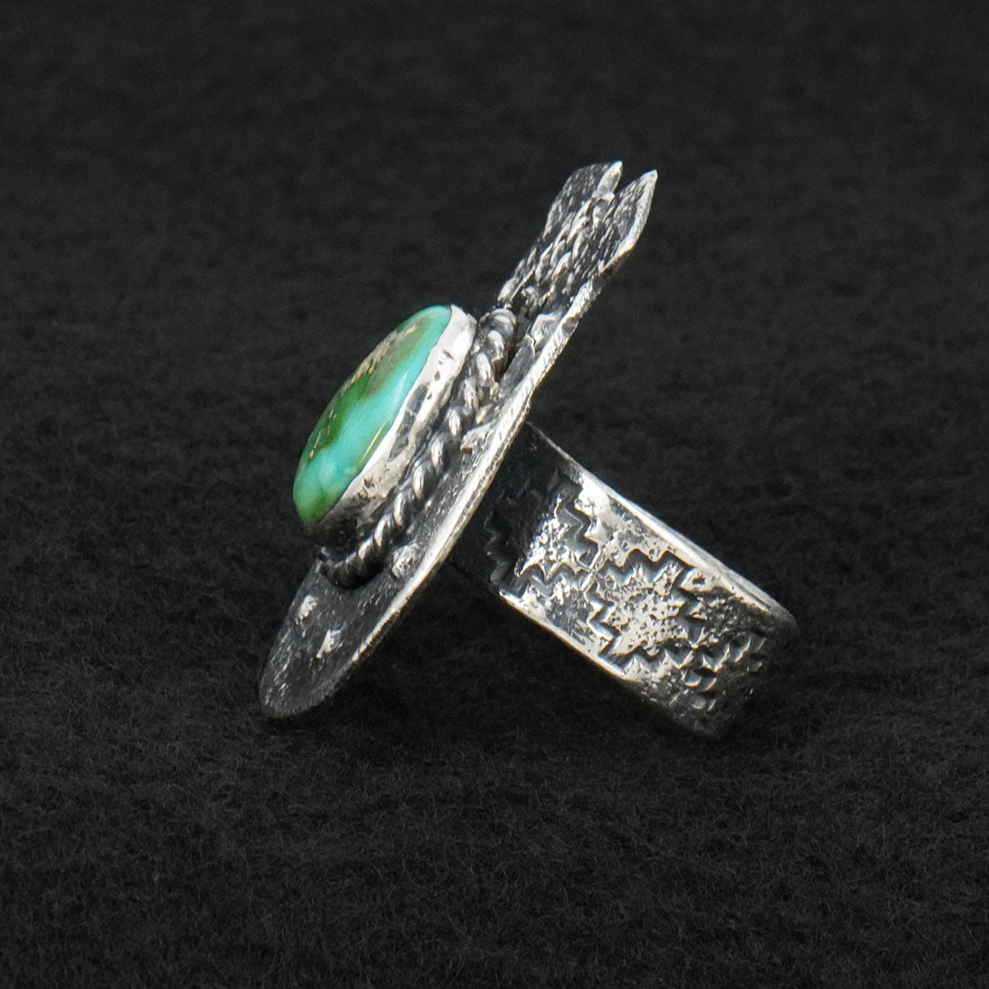 Delbert Arviso Turquoise & Sterling Silver Ring Size 8.5