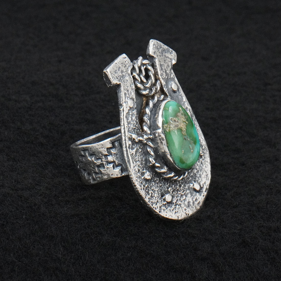 Delbert Arviso Turquoise & Sterling Silver Ring Size 8.5