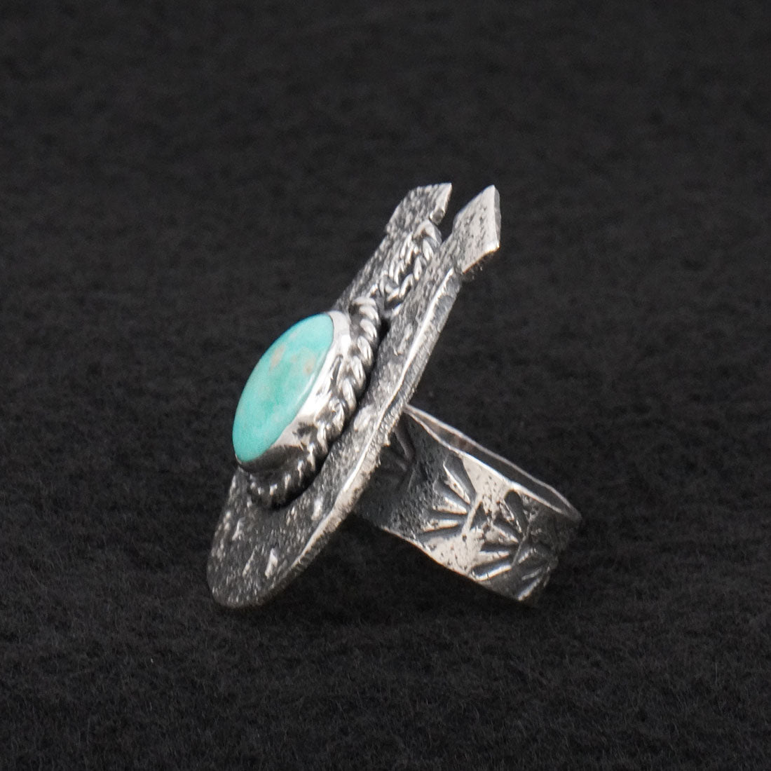 Delbert Arviso Turquoise & Sterling Silver Ring Size 8