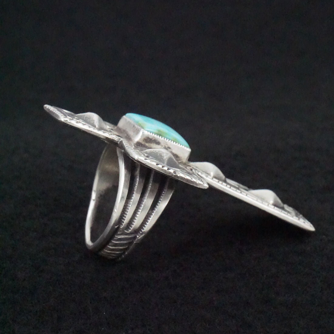 Calvin Martinez Turquoise & Sterling Silver Ring Size 7.5