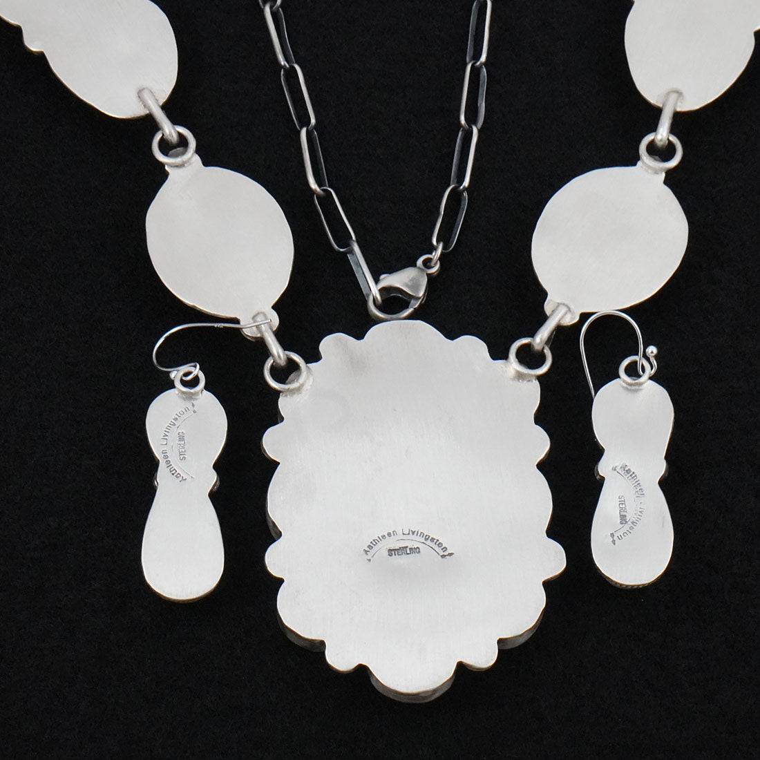 Kathleen Livingston Turquoise & Sterling Silver Necklace Set