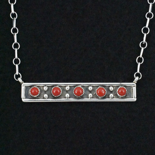 Paul Largo Coral & Sterling Silver Necklace