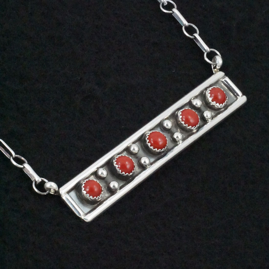 Paul Largo Coral & Sterling Silver Necklace