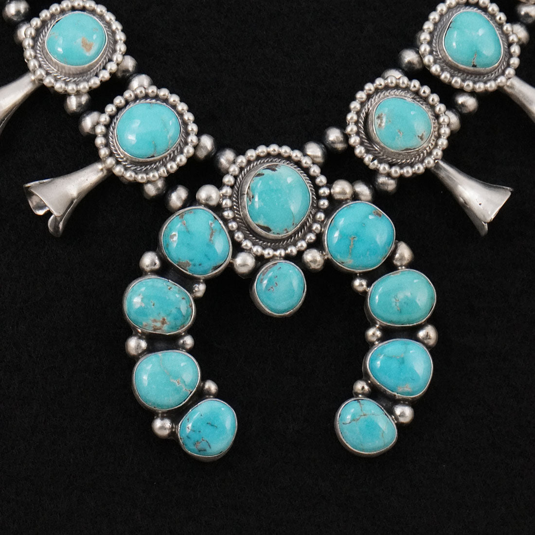 Darrin Livingston Turquoise & Sterling Silver Squash Blossom Set