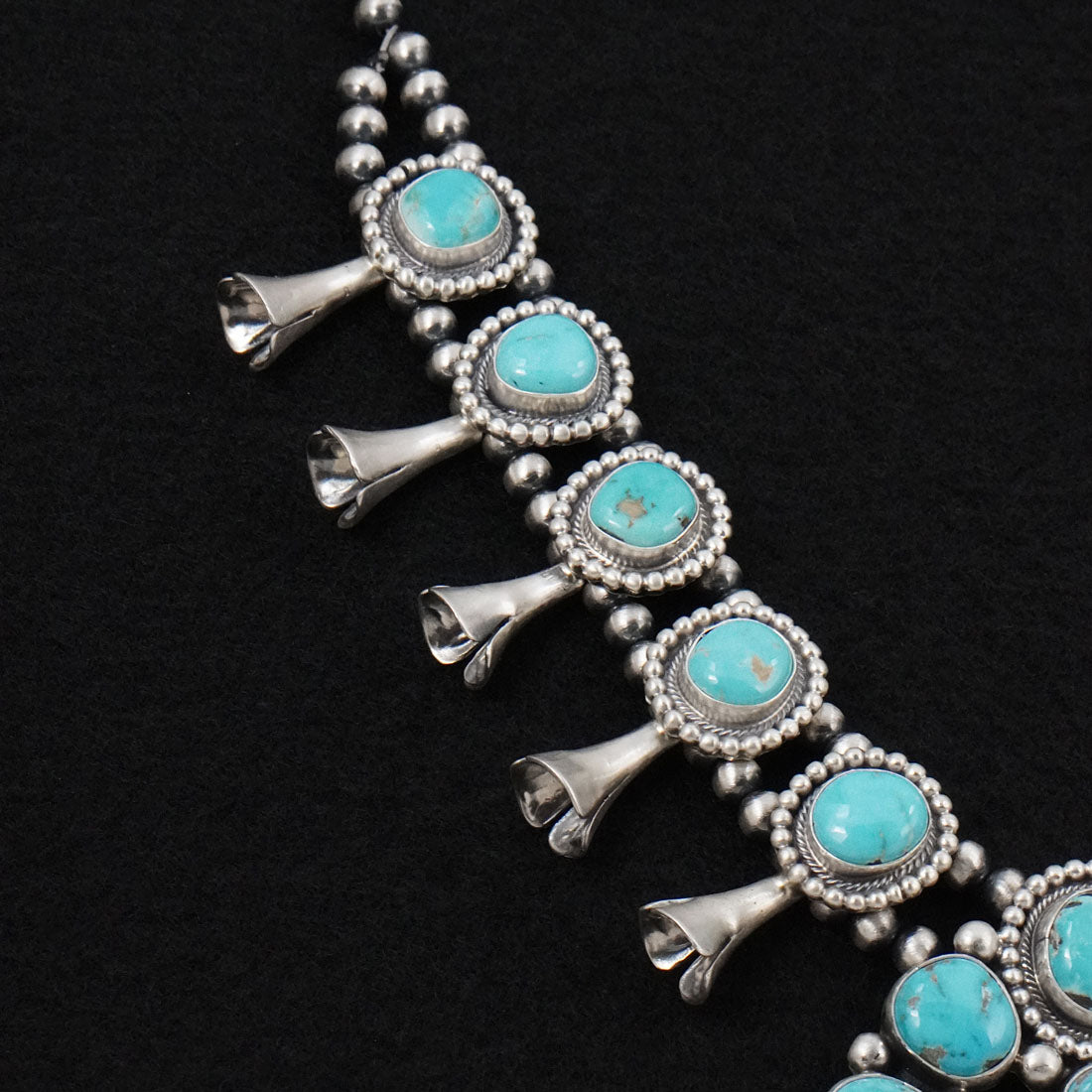 Darrin Livingston Turquoise & Sterling Silver Squash Blossom Set
