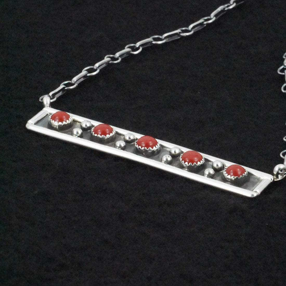 Paul Largo Coral & Sterling Silver Necklace