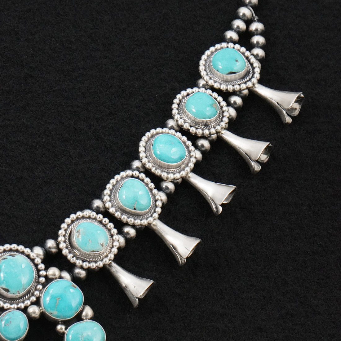Darrin Livingston Turquoise & Sterling Silver Squash Blossom Set