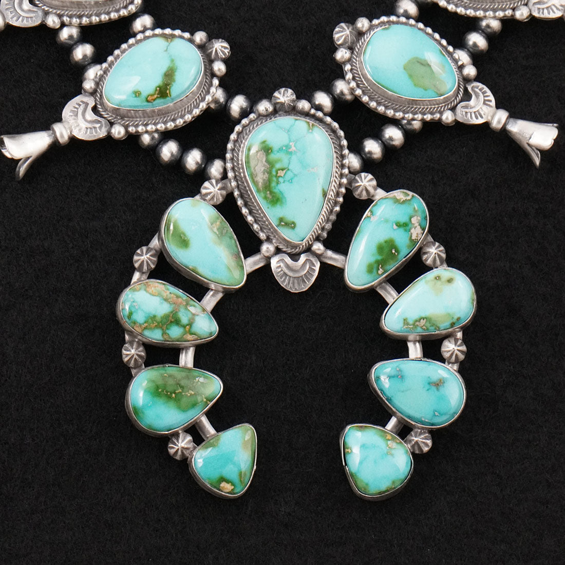 Darrin Livingston Turquoise & Sterling Silver Squash Blossom Set
