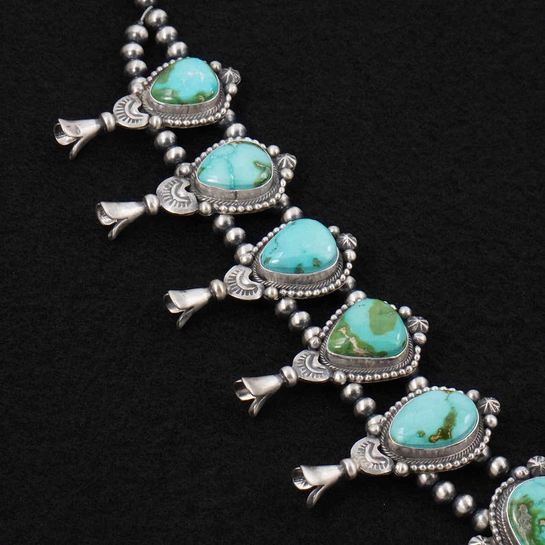 Darrin Livingston Turquoise & Sterling Silver Squash Blossom Set