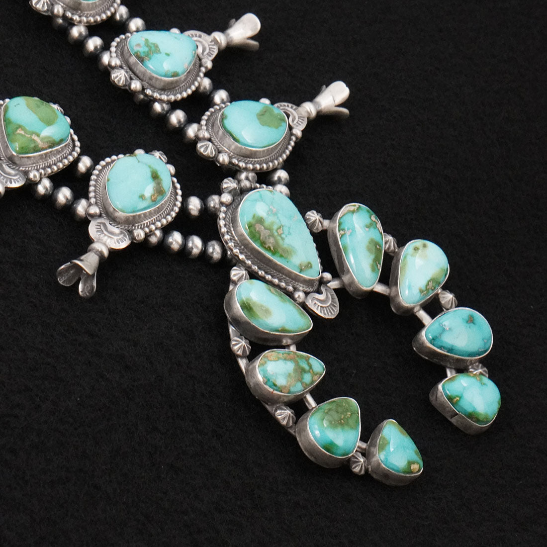 Darrin Livingston Turquoise & Sterling Silver Squash Blossom Set