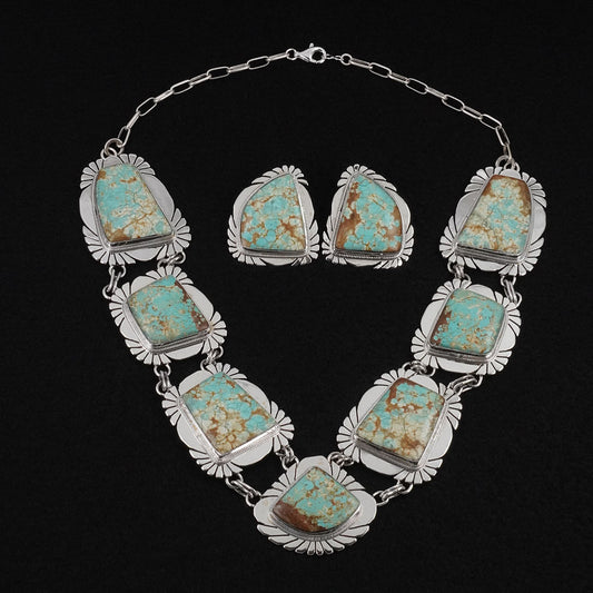 Mark Yazzie Turquoise & Sterling Silver Necklace Set