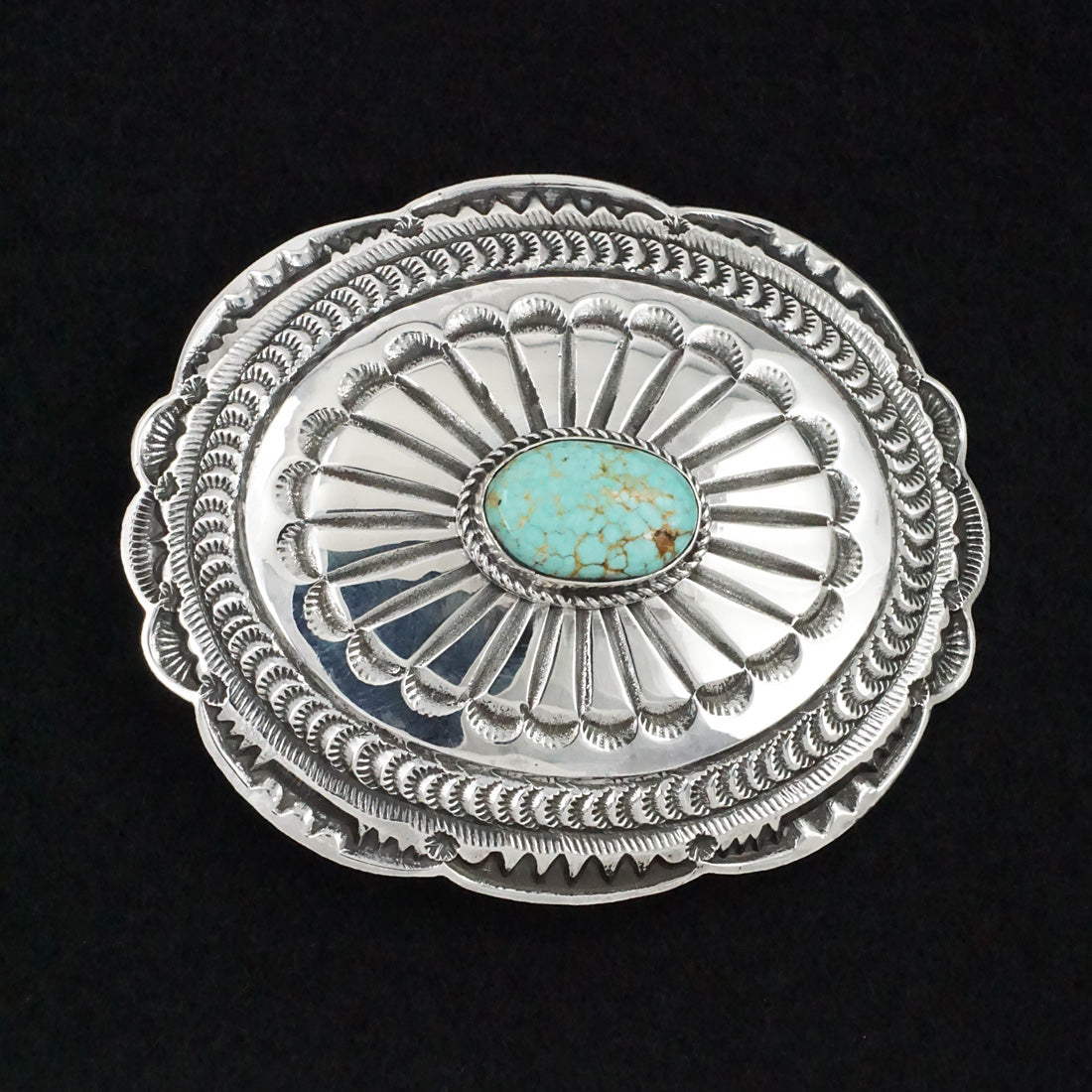 Leonard Maloney Turquoise & Sterling Silver Belt Buckle