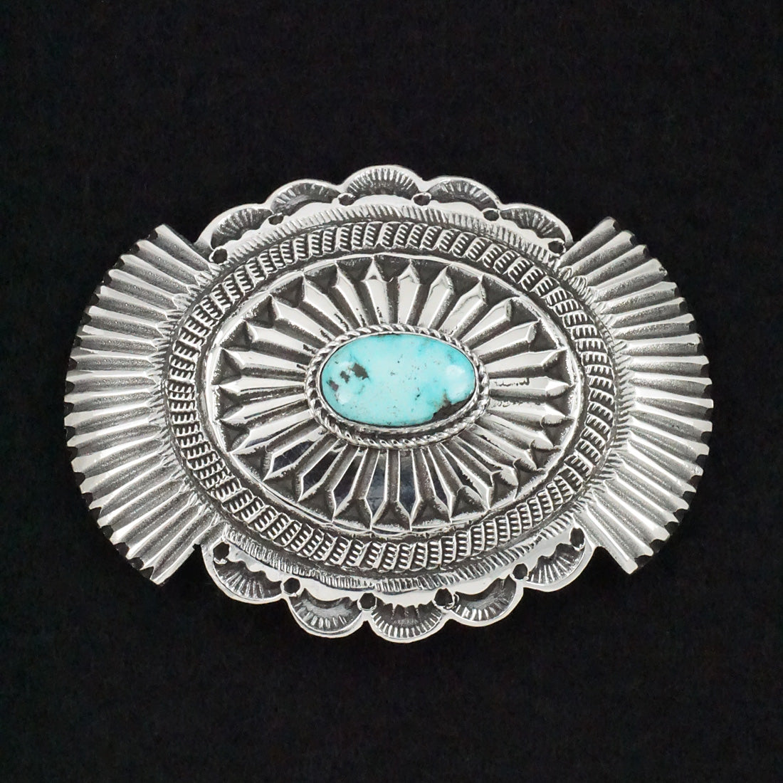 Leonard Maloney Turquoise & Sterling Silver Belt Buckle