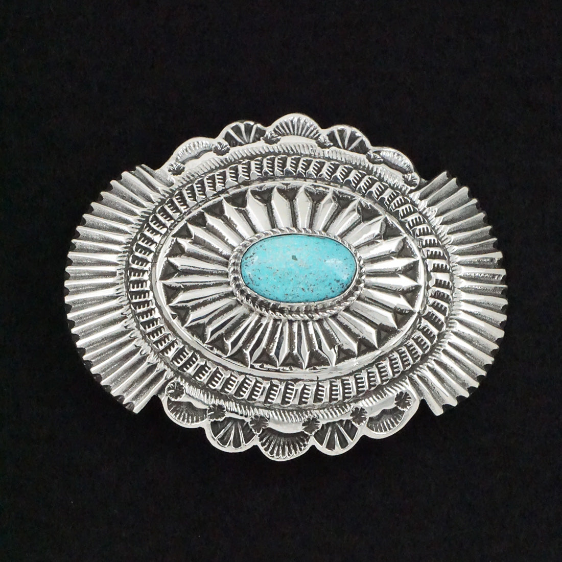 Leonard Maloney Turquoise & Sterling Silver Belt Buckle