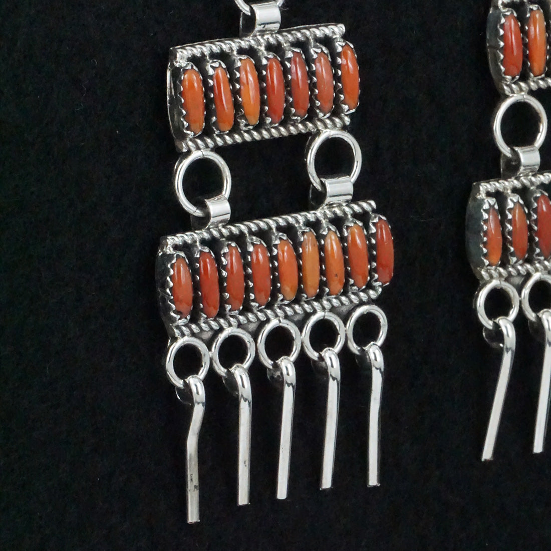 Rodney Notah Coral & Sterling Silver Earrings