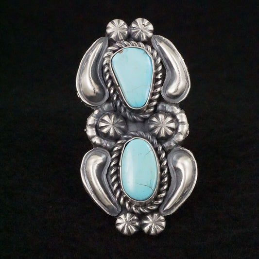 Jeff James Turquoise & Sterling Silver Ring Size 8