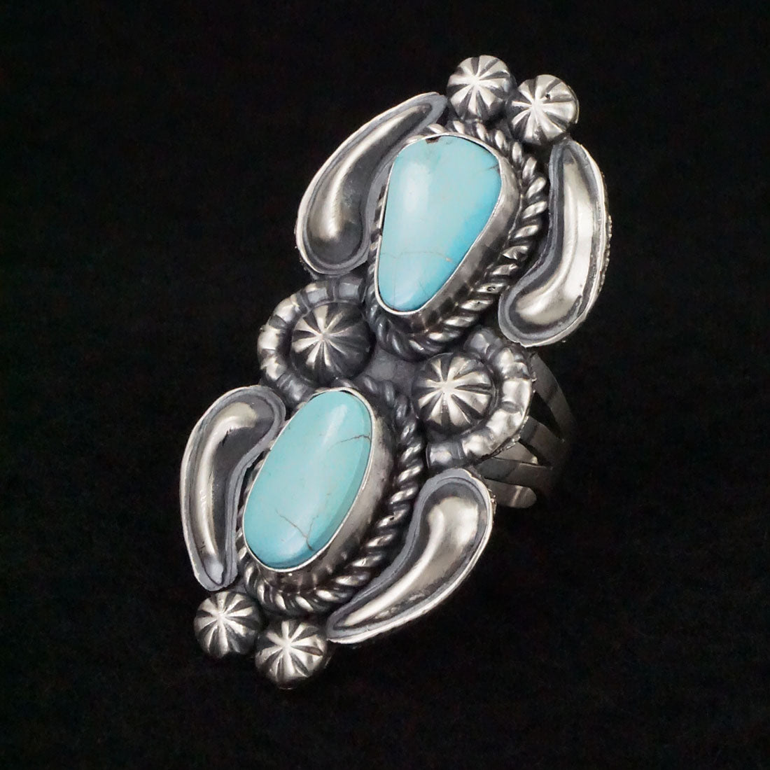 Jeff James Turquoise & Sterling Silver Ring Size 8