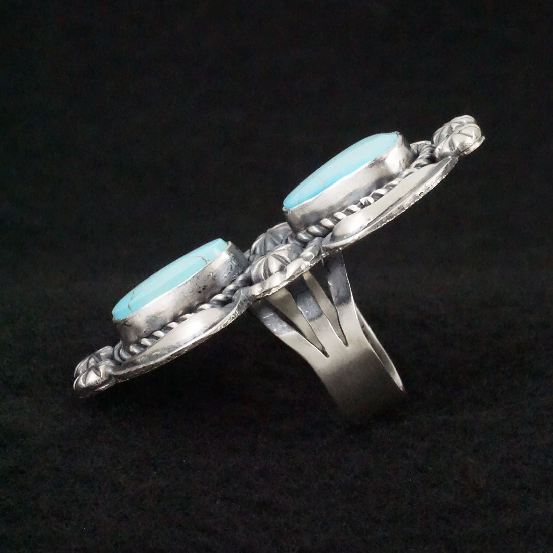 Jeff James Turquoise & Sterling Silver Ring Size 8